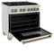 Autograph Edition 36 In. 4.6 Cu. Ft. Legacy Dual Fuel Range With 6 Burner Gas Cooktop And Electric Convection Oven In Stainless Steel And Champagne Bronze Accents