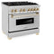 Autograph Edition 36 In. 4.6 Cu. Ft. Legacy Dual Fuel Range With 6 Burner Gas Cooktop And Electric Convection Oven In Stainless Steel And Polished Gold Accents