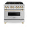 Autograph Edition 36 In. 4.6 Cu. Ft. Legacy Dual Fuel Range With 6 Burner Gas Cooktop And Electric Convection Oven In Stainless Steel And Polished Gold Accents