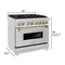 Autograph Edition 36 In. 4.6 Cu. Ft. Legacy Dual Fuel Range With 6 Burner Gas Cooktop And Electric Convection Oven In Stainless Steel And Polished Gold Accents