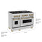 Autograph Edition 48 In. 6.0 Cu. Ft. Legacy Dual Fuel Range With 7 Burner Gas Cooktop And 2 Electric Ovens In Stainless Steel And Champagne Bronze Accents