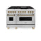 Autograph Edition 48 In. 6.0 Cu. Ft. Legacy Dual Fuel Range With 7 Burner Gas Cooktop And 2 Electric Ovens In Stainless Steel And Champagne Bronze Accents