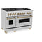 Autograph Edition 48 In. 6.0 Cu. Ft. Legacy Dual Fuel Range With 7 Burner Gas Cooktop And 2 Electric Ovens In Stainless Steel And Champagne Bronze Accents