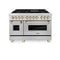 Autograph Edition 48 In. 6.0 Cu. Ft. Legacy Dual Fuel Range With 7 Burner Gas Cooktop And 2 Electric Ovens In Stainless Steel And Polished Gold Accents