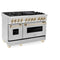 Autograph Edition 48 In. 6.0 Cu. Ft. Legacy Dual Fuel Range With 7 Burner Gas Cooktop And 2 Electric Ovens In Stainless Steel And Polished Gold Accents