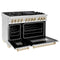 Autograph Edition 48 In. 6.0 Cu. Ft. Legacy Dual Fuel Range With 7 Burner Gas Cooktop And 2 Electric Ovens In Stainless Steel And Polished Gold Accents
