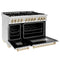 Autograph Edition 48 In. 6.0 Cu. Ft. Legacy Dual Fuel Range With 7 Burner Gas Cooktop And 2 Electric Ovens In Stainless Steel And Polished Gold Accents