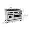 Autograph Edition 48 In. 6.0 Cu. Ft. Legacy Dual Fuel Range With 7 Burner Gas Cooktop And 2 Electric Ovens In Stainless Steel And Matte Black Accents