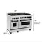 Autograph Edition 48 In. 6.0 Cu. Ft. Legacy Dual Fuel Range With 7 Burner Gas Cooktop And 2 Electric Ovens In Stainless Steel And Matte Black Accents