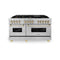 Autograph Edition 60 In. 7.4 Cu. Ft. Legacy Dual Fuel Range With 9 Burner Gas Cooktop And 2 Electric Convection Ovens In Stainless Steel And Polished Gold Accents