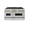 Autograph Edition 60 In. 7.4 Cu. Ft. Legacy Dual Fuel Range With 9 Burner Gas Cooktop And 2 Electric Convection Ovens In Stainless Steel And Polished Gold Accents