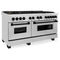 Autograph Edition 60 In. 7.4 Cu. Ft. Legacy Dual Fuel Range With 9 Burner Gas Cooktop And 2 Electric Convection Ovens In Stainless Steel And Matte Black Accents