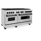 Autograph Edition 60 In. 7.4 Cu. Ft. Legacy Dual Fuel Range With 9 Burner Gas Cooktop And 2 Electric Convection Ovens In Stainless Steel And Matte Black Accents