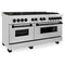 Autograph Edition 60 In. 7.4 Cu. Ft. Legacy Dual Fuel Range With 9 Burner Gas Cooktop And 2 Electric Convection Ovens In Stainless Steel And Matte Black Accents