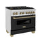 Autograph Edition 36 In. 4.6 Cu. Ft. Legacy Dual Fuel Range With 6 Burner Gas Cooktop And Electric Convection Oven In Stainless Steel With Black Matte Door And Champagne Bronze Accents