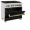 Autograph Edition 36 In. 4.6 Cu. Ft. Legacy Dual Fuel Range With 6 Burner Gas Cooktop And Electric Convection Oven In Stainless Steel With Black Matte Door And Champagne Bronze Accents