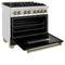 Autograph Edition 36 In. 4.6 Cu. Ft. Legacy Dual Fuel Range With 6 Burner Gas Cooktop And Electric Convection Oven In Stainless Steel With Black Matte Door And Champagne Bronze Accents