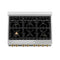 Autograph Edition 36 In. 4.6 Cu. Ft. Legacy Dual Fuel Range With 6 Burner Gas Cooktop And Electric Convection Oven In Stainless Steel With Black Matte Door And Champagne Bronze Accents