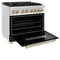 Autograph Edition 36 In. 4.6 Cu. Ft. Legacy Dual Fuel Range With 6 Burner Gas Cooktop And Electric Convection Oven In Stainless Steel With Black Matte Door And Polished Gold Accents