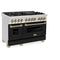 Autograph Edition 48 In. 6.0 Cu. Ft. Legacy Dual Fuel Range With 7 Burner Gas Cooktop And 2 Electric Ovens In Stainless Steel With Black Matte Doors And Champagne Bronze Accents