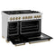 Autograph Edition 48 In. 6.0 Cu. Ft. Legacy Dual Fuel Range With 7 Burner Gas Cooktop And 2 Electric Ovens In Stainless Steel With Black Matte Doors And Champagne Bronze Accents