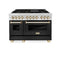 Autograph Edition 48 In. 6.0 Cu. Ft. Legacy Dual Fuel Range With 7 Burner Gas Cooktop And 2 Electric Ovens In Stainless Steel With Black Matte Doors And Polished Gold Accents
