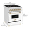 Autograph Edition 24 In. 2.8 Cu. Ft. Legacy Dual Fuel Range With 4 Burner Gas Cooktop And Electric Convection Oven In Stainless Steel With White Matte Door And Polished Gold Accents