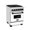 Autograph Edition 24 In. 2.8 Cu. Ft. Legacy Dual Fuel Range With 4 Burner Gas Cooktop And Electric Convection Oven In Stainless Steel With White Matte Door And Matte Black Accents