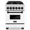 Autograph Edition 24 In. 2.8 Cu. Ft. Legacy Dual Fuel Range With 4 Burner Gas Cooktop And Electric Convection Oven In Stainless Steel With White Matte Door And Matte Black Accents
