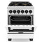 Autograph Edition 24 In. 2.8 Cu. Ft. Legacy Dual Fuel Range With 4 Burner Gas Cooktop And Electric Convection Oven In Stainless Steel With White Matte Door And Matte Black Accents