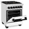 Autograph Edition 24 In. 2.8 Cu. Ft. Legacy Dual Fuel Range With 4 Burner Gas Cooktop And Electric Convection Oven In Stainless Steel With White Matte Door And Matte Black Accents