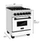 Autograph Edition 24 In. 2.8 Cu. Ft. Legacy Dual Fuel Range With 4 Burner Gas Cooktop And Electric Convection Oven In Stainless Steel With White Matte Door And Matte Black Accents