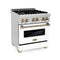Autograph Edition 30 In. 4.0 Cu. Ft. Legacy Dual Fuel Range With 4 Burner Gas Cooktop And Electric Convection Oven In Stainless Steel With White Matte Door And Champagne Bronze Accents