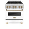 Autograph Edition 30 In. 4.0 Cu. Ft. Legacy Dual Fuel Range With 4 Burner Gas Cooktop And Electric Convection Oven In Stainless Steel With White Matte Door And Champagne Bronze Accents