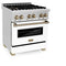 Autograph Edition 30 In. 4.0 Cu. Ft. Legacy Dual Fuel Range With 4 Burner Gas Cooktop And Electric Convection Oven In Stainless Steel With White Matte Door And Champagne Bronze Accents
