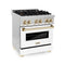 Autograph Edition 30 In. 4.0 Cu. Ft. Legacy Dual Fuel Range With 4 Burner Gas Cooktop And Electric Convection Oven In Stainless Steel With White Matte Door And Polished Gold Accents