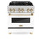 Autograph Edition 30 In. 4.0 Cu. Ft. Legacy Dual Fuel Range With 4 Burner Gas Cooktop And Electric Convection Oven In Stainless Steel With White Matte Door And Polished Gold Accents
