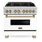 Autograph Edition 36 In. 4.6 Cu. Ft. Legacy Dual Fuel Range With 6 Burner Gas Cooktop And Electric Convection Oven In Stainless Steel With White Matte Door And Champagne Bronze Accents