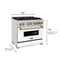 Autograph Edition 36 In. 4.6 Cu. Ft. Legacy Dual Fuel Range With 6 Burner Gas Cooktop And Electric Convection Oven In Stainless Steel With White Matte Door And Champagne Bronze Accents