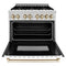 Autograph Edition 36 In. 4.6 Cu. Ft. Legacy Dual Fuel Range With 6 Burner Gas Cooktop And Electric Convection Oven In Stainless Steel With White Matte Door And Polished Gold Accents