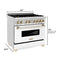Autograph Edition 36 In. 4.6 Cu. Ft. Legacy Dual Fuel Range With 6 Burner Gas Cooktop And Electric Convection Oven In Stainless Steel With White Matte Door And Polished Gold Accents