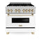 Autograph Edition 36 In. 4.6 Cu. Ft. Legacy Dual Fuel Range With 6 Burner Gas Cooktop And Electric Convection Oven In Stainless Steel With White Matte Door And Polished Gold Accents