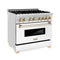 Autograph Edition 36 In. 4.6 Cu. Ft. Legacy Dual Fuel Range With 6 Burner Gas Cooktop And Electric Convection Oven In Stainless Steel With White Matte Door And Polished Gold Accents
