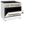 Autograph Edition 36 In. 4.6 Cu. Ft. Legacy Dual Fuel Range With 6 Burner Gas Cooktop And Electric Convection Oven In Stainless Steel With White Matte Door And Polished Gold Accents