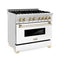 Autograph Edition 36 In. 4.6 Cu. Ft. Legacy Dual Fuel Range With 6 Burner Gas Cooktop And Electric Convection Oven In Stainless Steel With White Matte Door And Polished Gold Accents