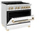 Autograph Edition 36 In. 4.6 Cu. Ft. Legacy Dual Fuel Range With 6 Burner Gas Cooktop And Electric Convection Oven In Stainless Steel With White Matte Door And Polished Gold Accents