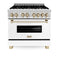 Autograph Edition 36 In. 4.6 Cu. Ft. Legacy Dual Fuel Range With 6 Burner Gas Cooktop And Electric Convection Oven In Stainless Steel With White Matte Door And Polished Gold Accents