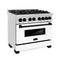 Autograph Edition 36 In. 4.6 Cu. Ft. Legacy Dual Fuel Range With 6 Burner Gas Cooktop And Electric Convection Oven In Stainless Steel With White Matte Door And Matte Black Accents