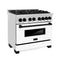 Autograph Edition 36 In. 4.6 Cu. Ft. Legacy Dual Fuel Range With 6 Burner Gas Cooktop And Electric Convection Oven In Stainless Steel With White Matte Door And Matte Black Accents