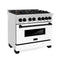 Autograph Edition 36 In. 4.6 Cu. Ft. Legacy Dual Fuel Range With 6 Burner Gas Cooktop And Electric Convection Oven In Stainless Steel With White Matte Door And Matte Black Accents